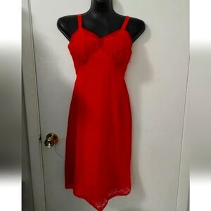 Vintage Seamprufe Women's Size 34‎ Red Adjustable Slip Dress Nightgown
